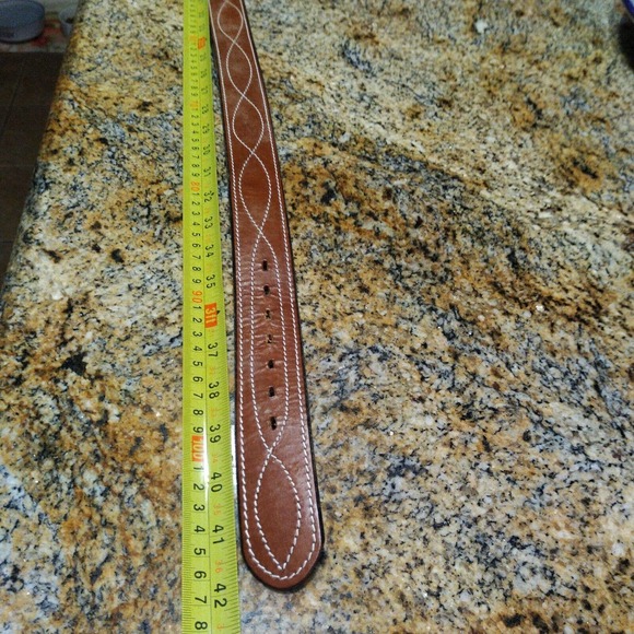 Chambers Sz 36 Tooled Leather Belt And Buckle Hand Finished Western - Picture 9 of 14